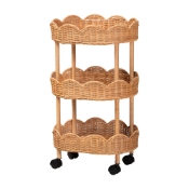 bali & pari Bulana Natural Rattan 3-Tier Rolling Storage Cart